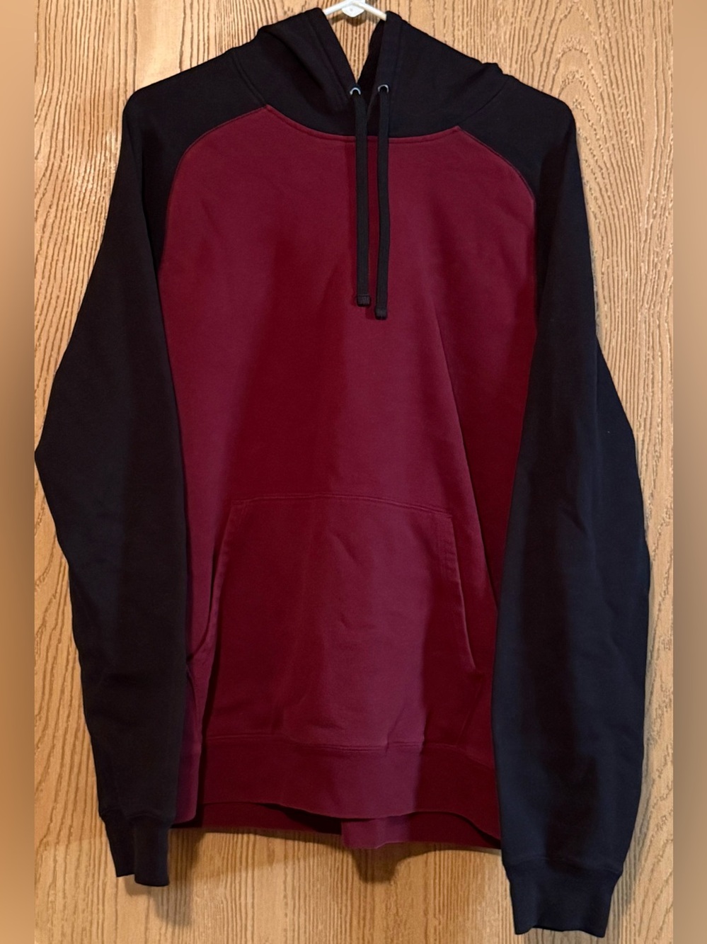 TekGear XL Men's Maroon and Black Colorblock Hoodie Sweatshirt
